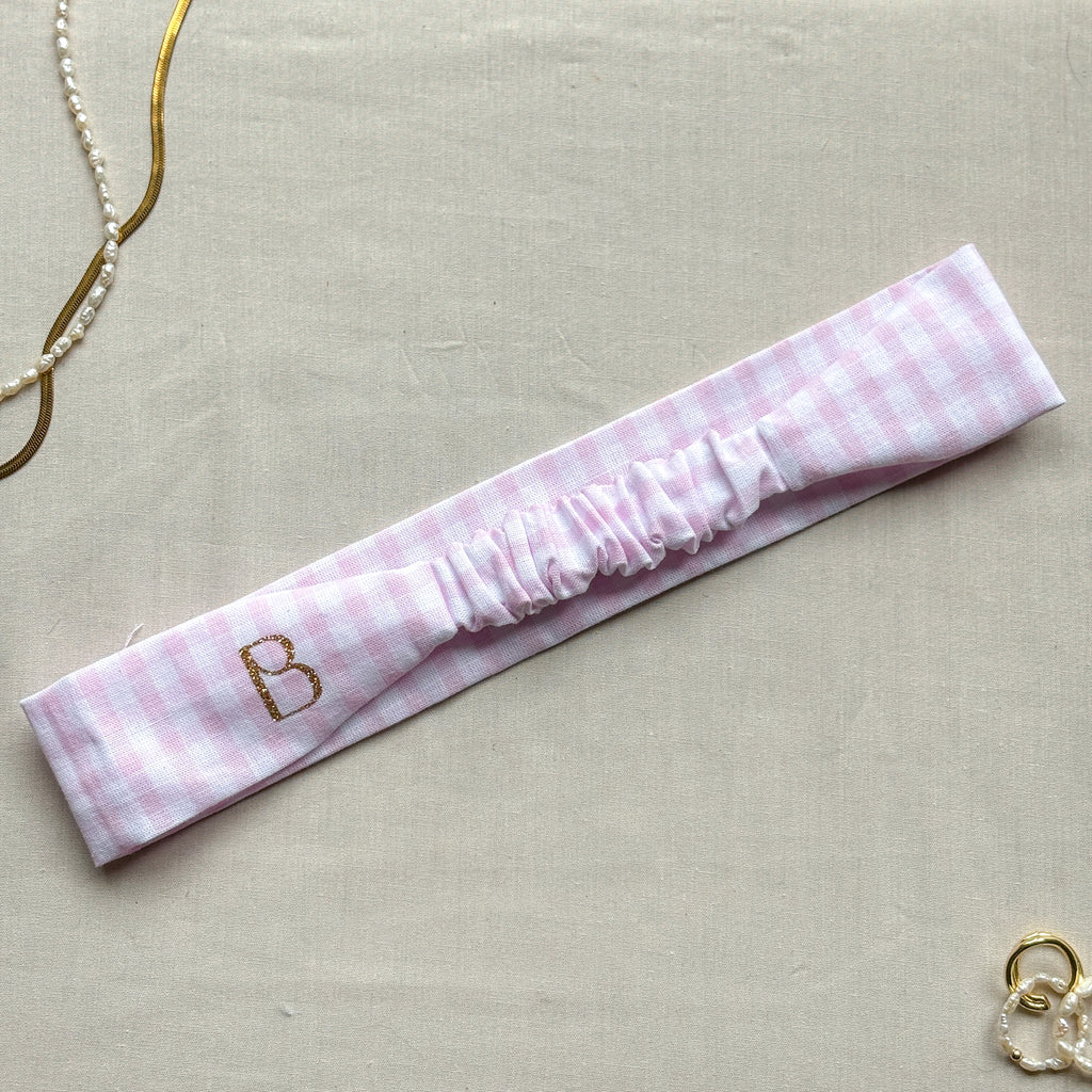 Bandeau Élise - Coton vichy rose cousu main