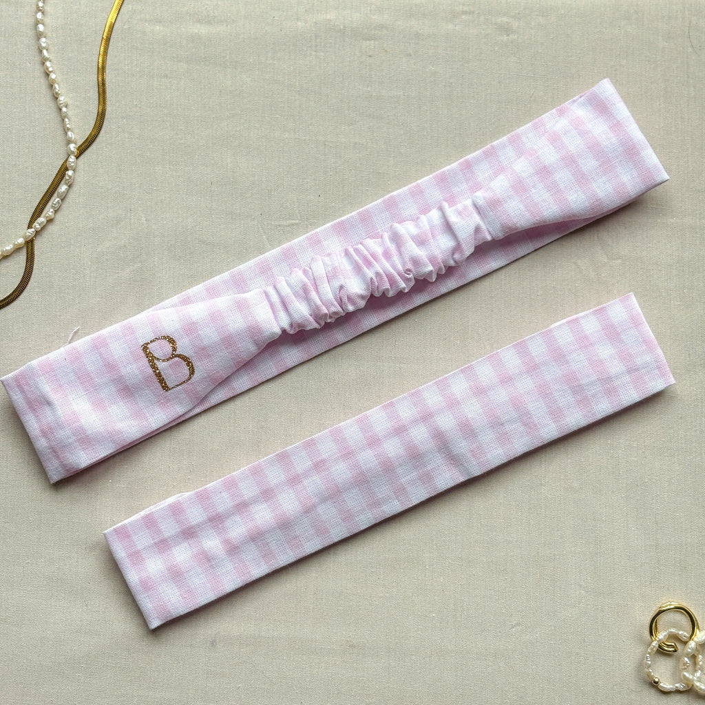 Bandeau Élise - Coton vichy rose cousu main
