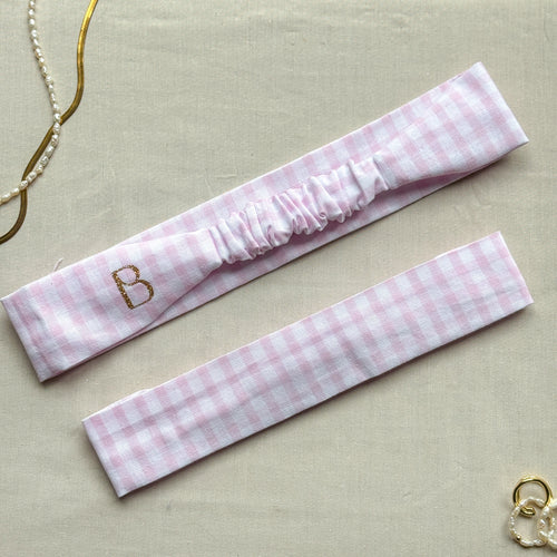 Bandeau Élise - Coton vichy rose cousu main