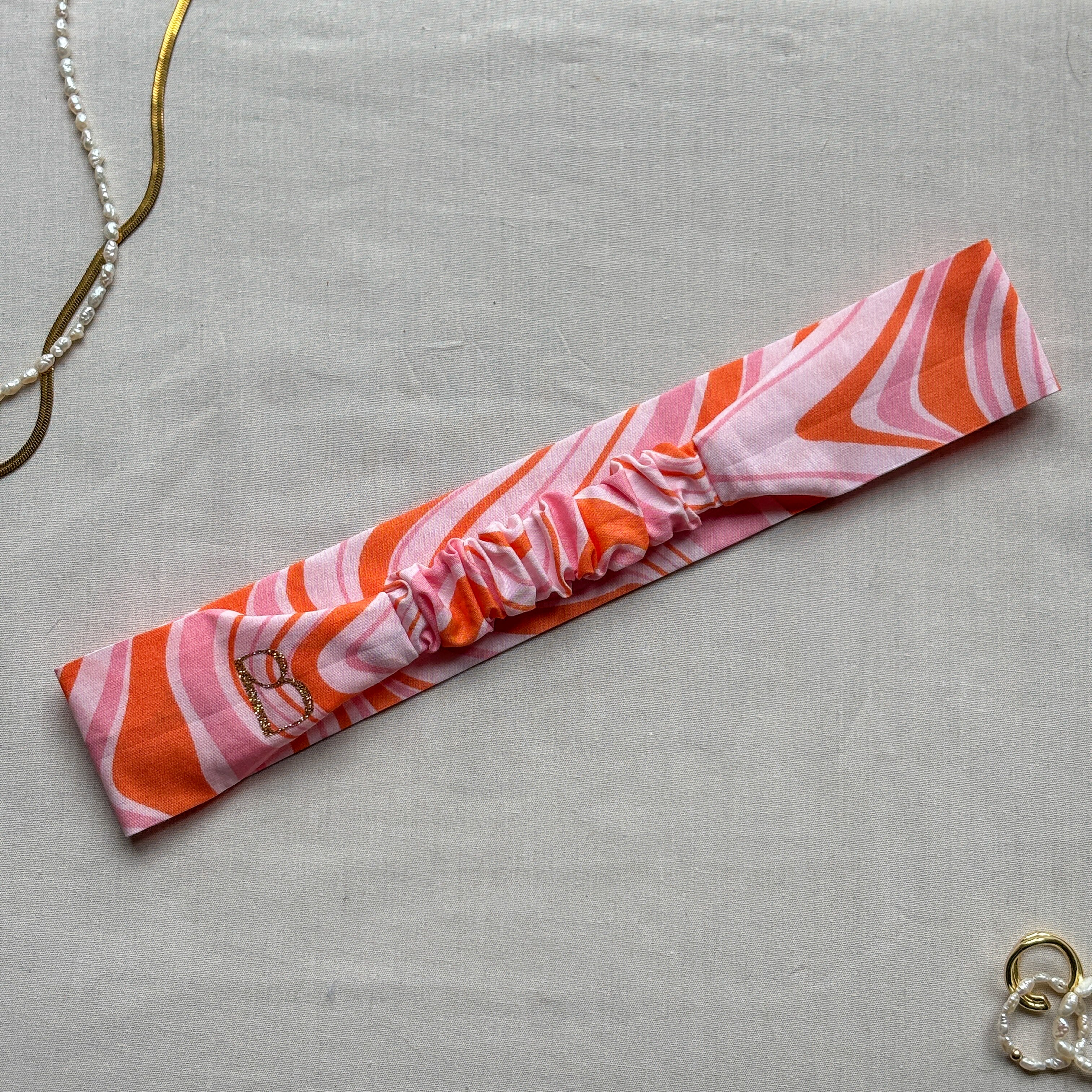 Bandeau Téomé en coton rose et orange