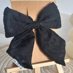 Barrette Nœud Ursula – Tissu noir léopard