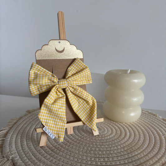 Barrette Nœud Izza – Tissu vichy jaune