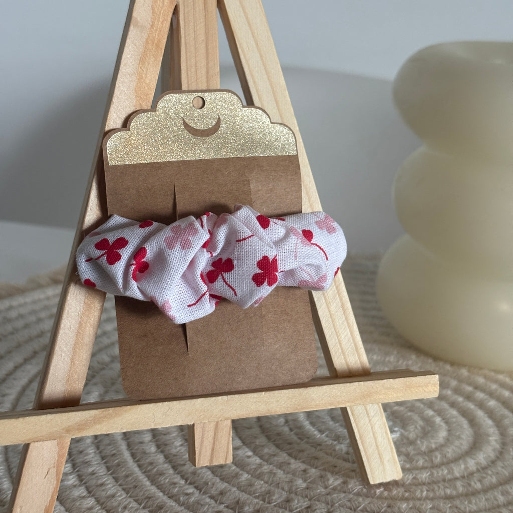Barrette épurée Rosea - Coton trèfles roses & rouges
