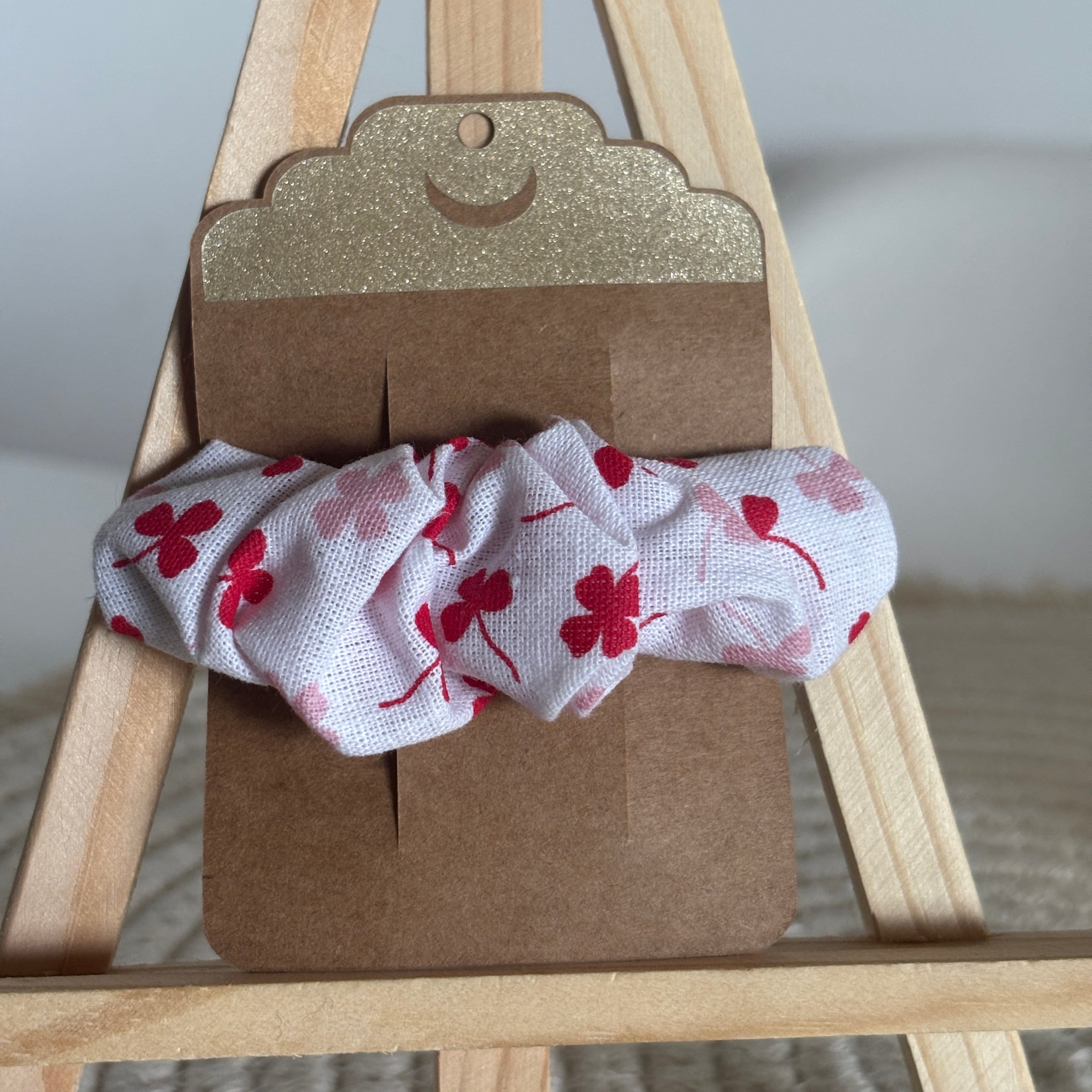 Barrette épurée Rosea - Coton trèfles roses & rouges