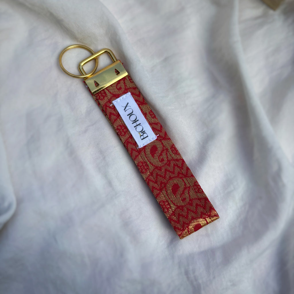 Electra - Tissu sari de l’île Maurice orange avec finitions dorées