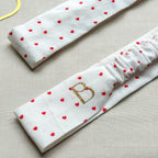 Bandeau Romane - Jersey blanc à cœurs rouges cousu main