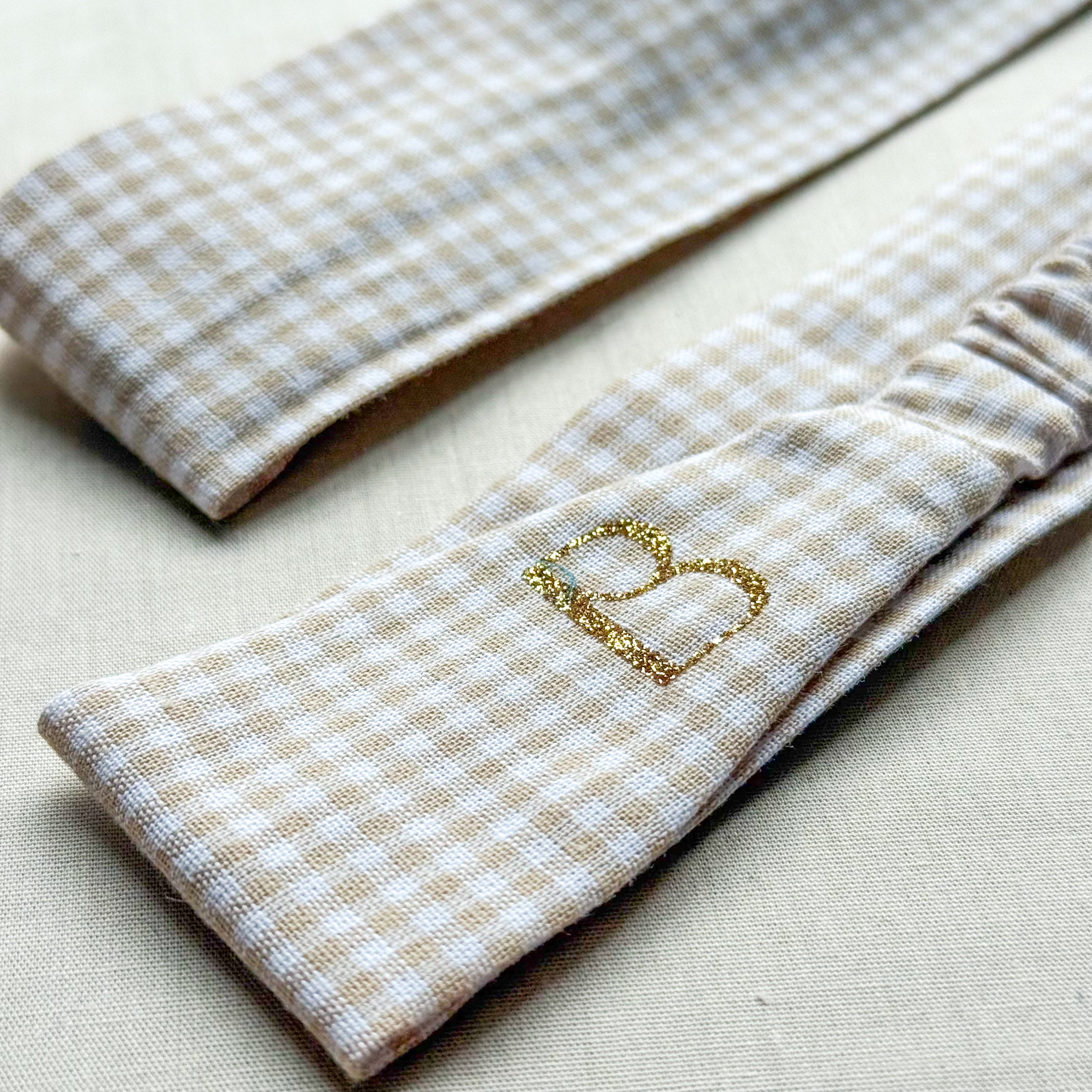 Bandeau Camille - Coton vichy beige cousu main