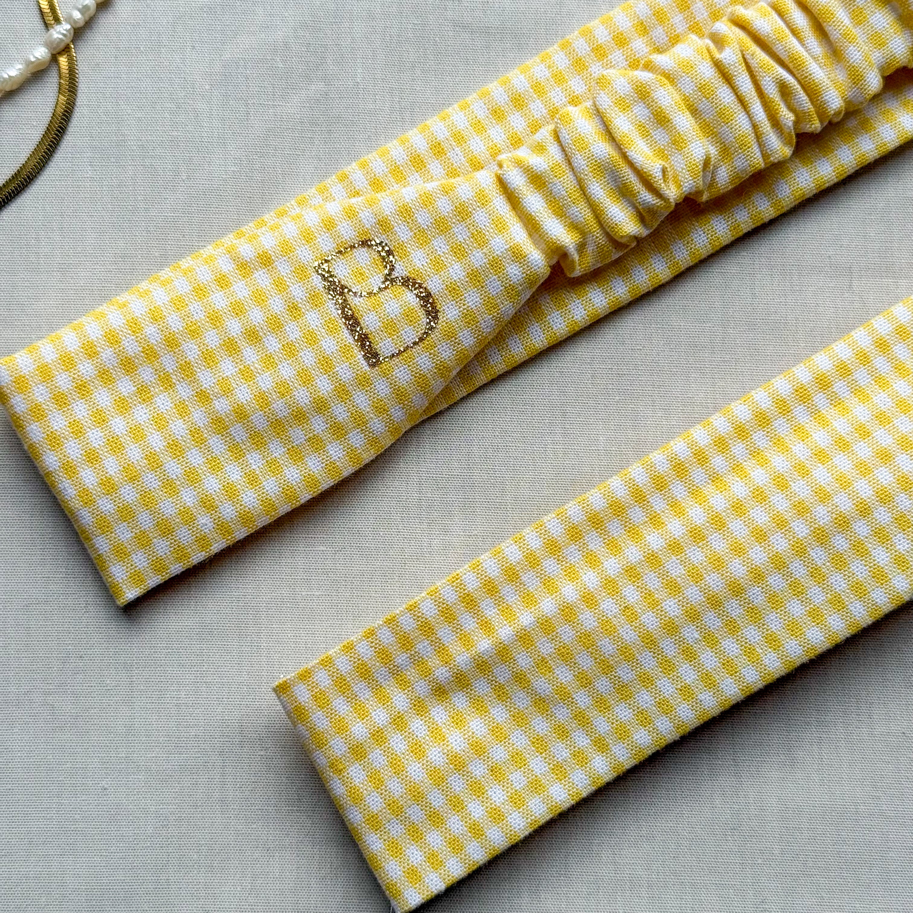 Bandeau Izza - Coton vichy jaune cousu main