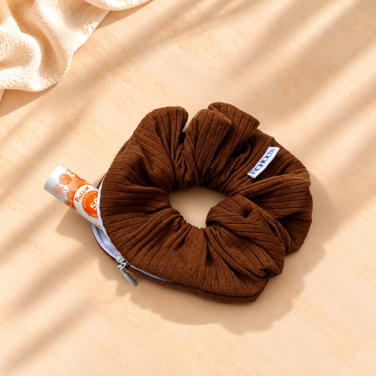 Chouchou cheveux fait main judy marron zip - Judy