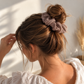 Chouchou cheveux fait main vieux rose et lurex - Esmée