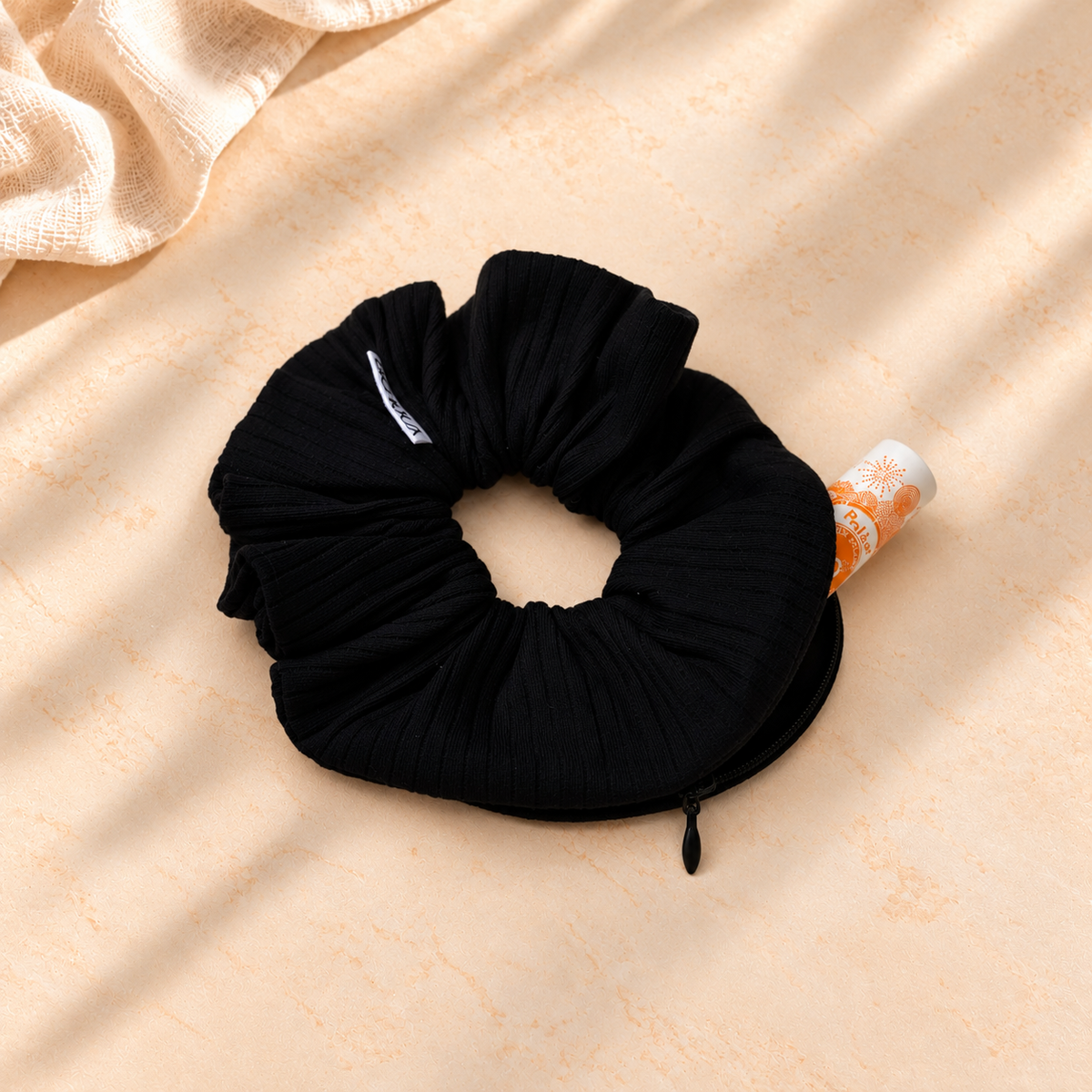 Chouchou cheveux fait main Noir zippé - Ninon