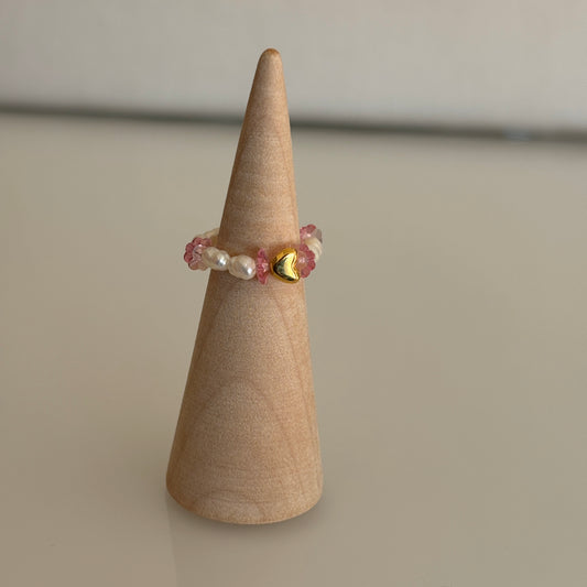 bague roatan coeurs fleurs swarovski roses artisanale