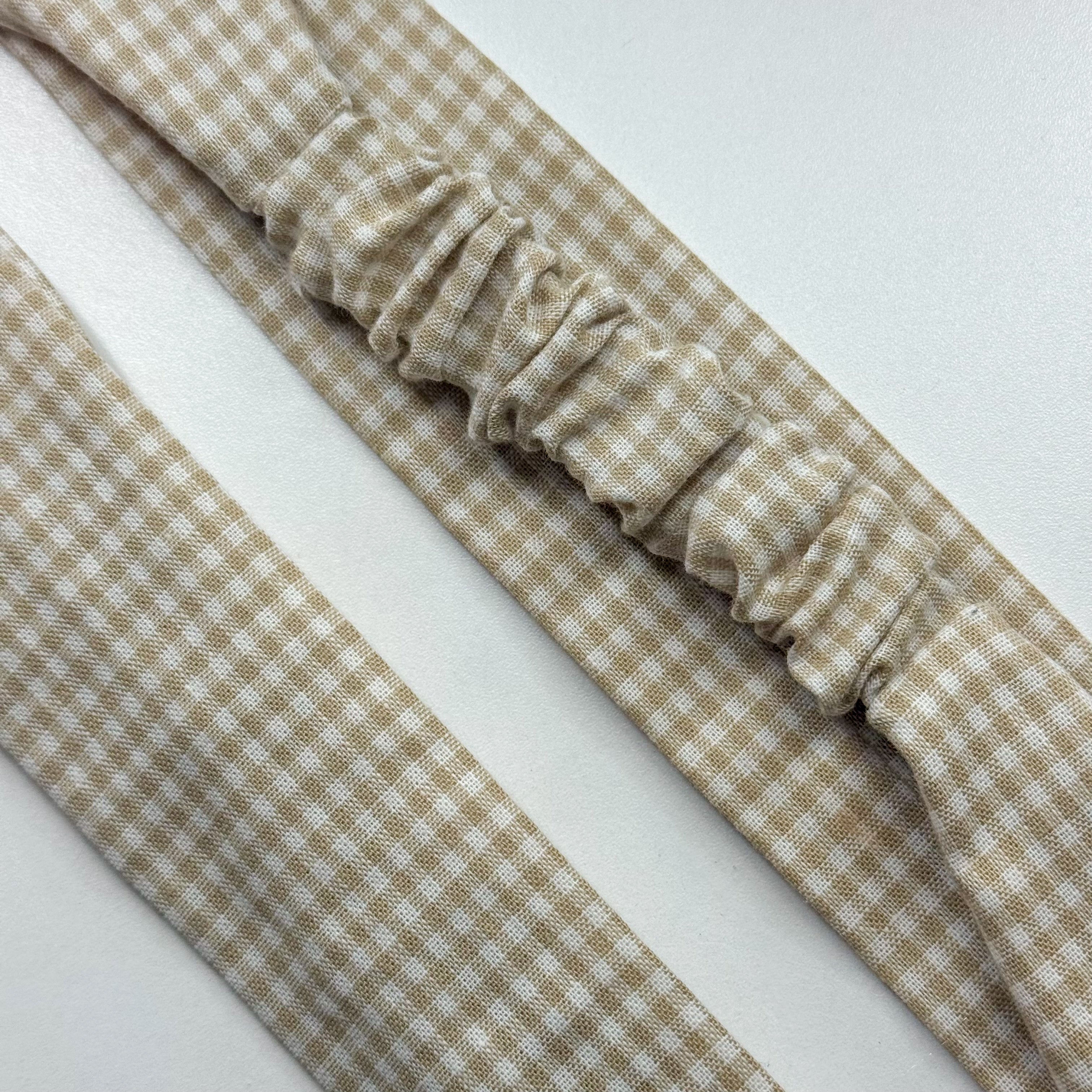 Bandeau Camille - Coton vichy beige cousu main