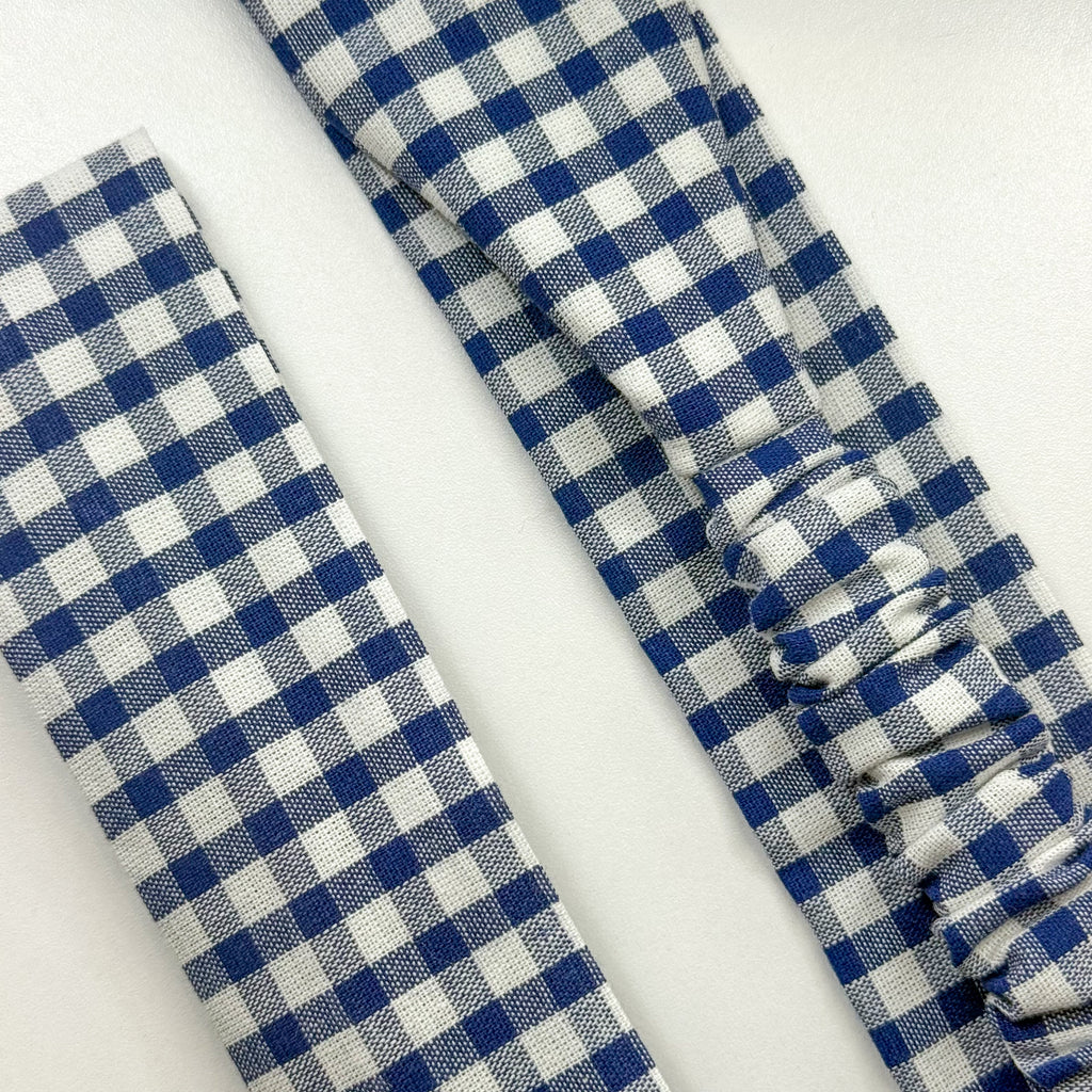 Bandeau Colette - Coton vichy bleu cousu main