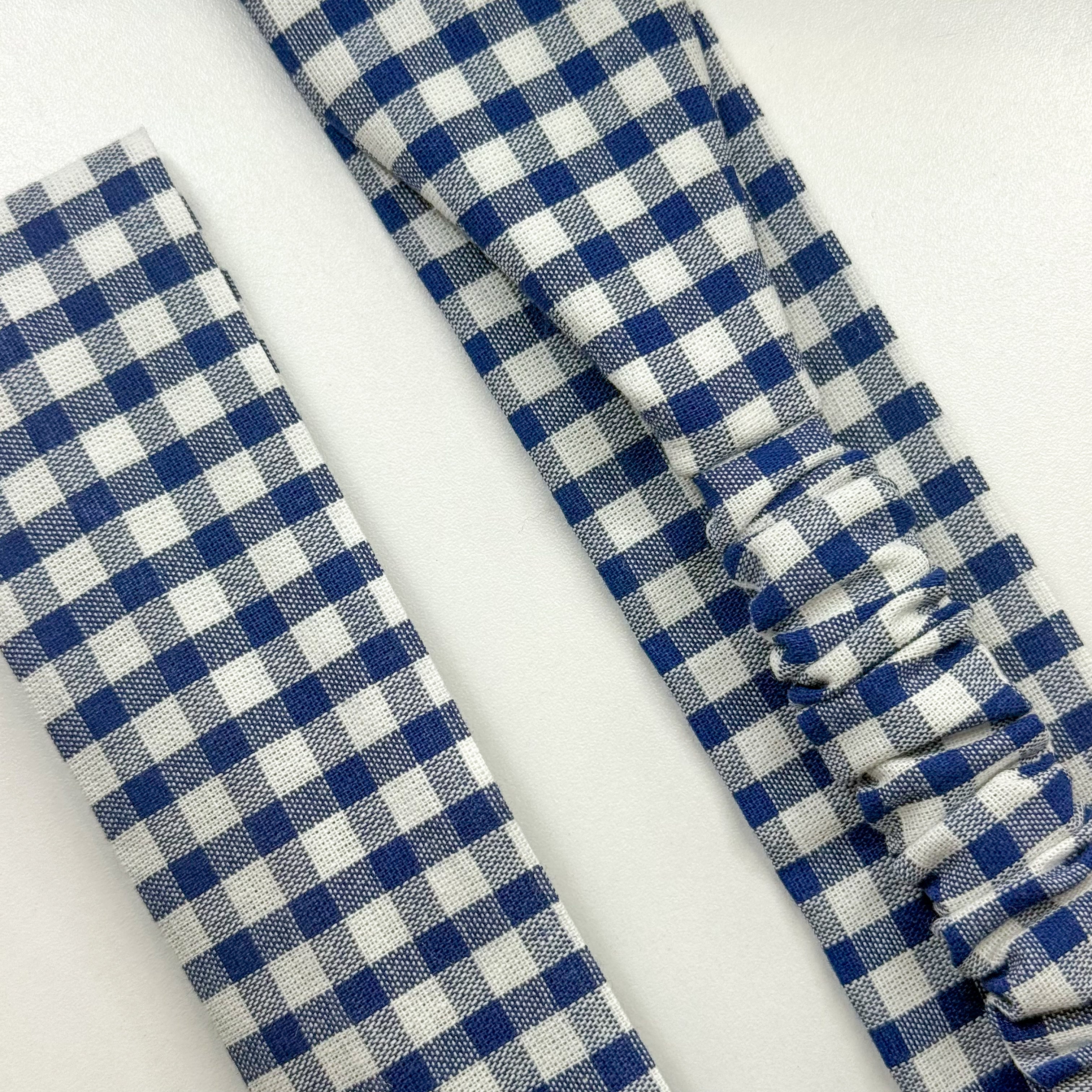 Bandeau Colette - Coton vichy bleu cousu main