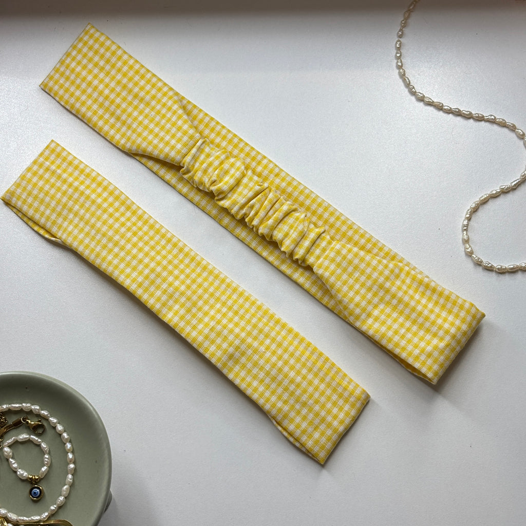 Bandeau Izza - Coton vichy jaune cousu main