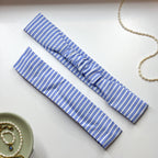 Bandeau Marielle - Coton rayé bleu cousu main