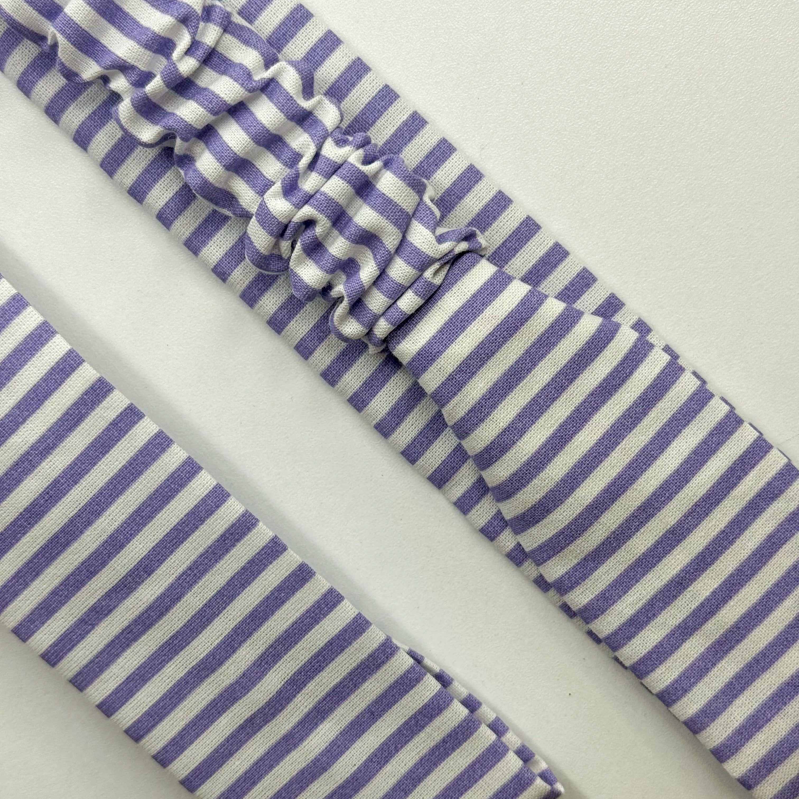 Bandeau Viola - Coton rayé violet cousu main