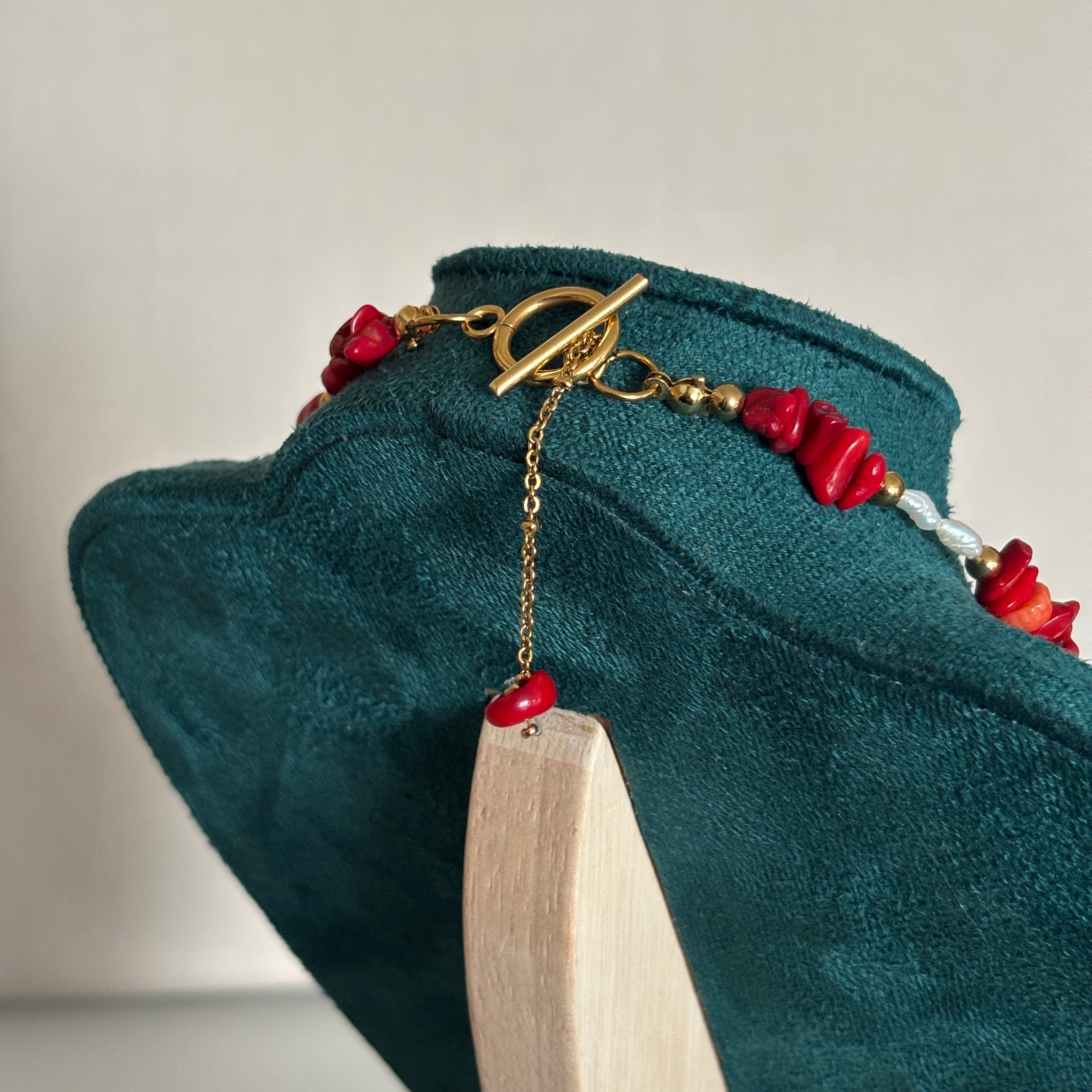 Collier Sorrento - Perles de culture & corail rouge