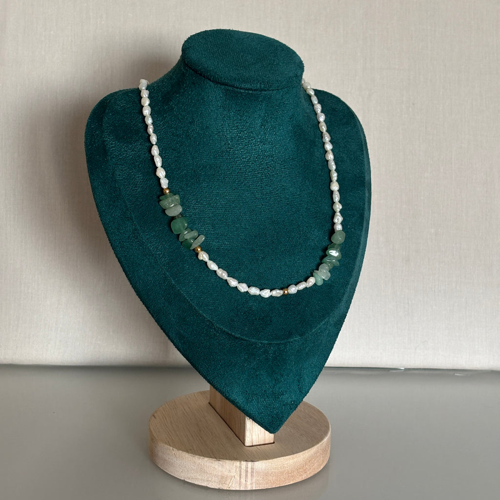 collier Sintra perles de culture et aventurine bijou fait main