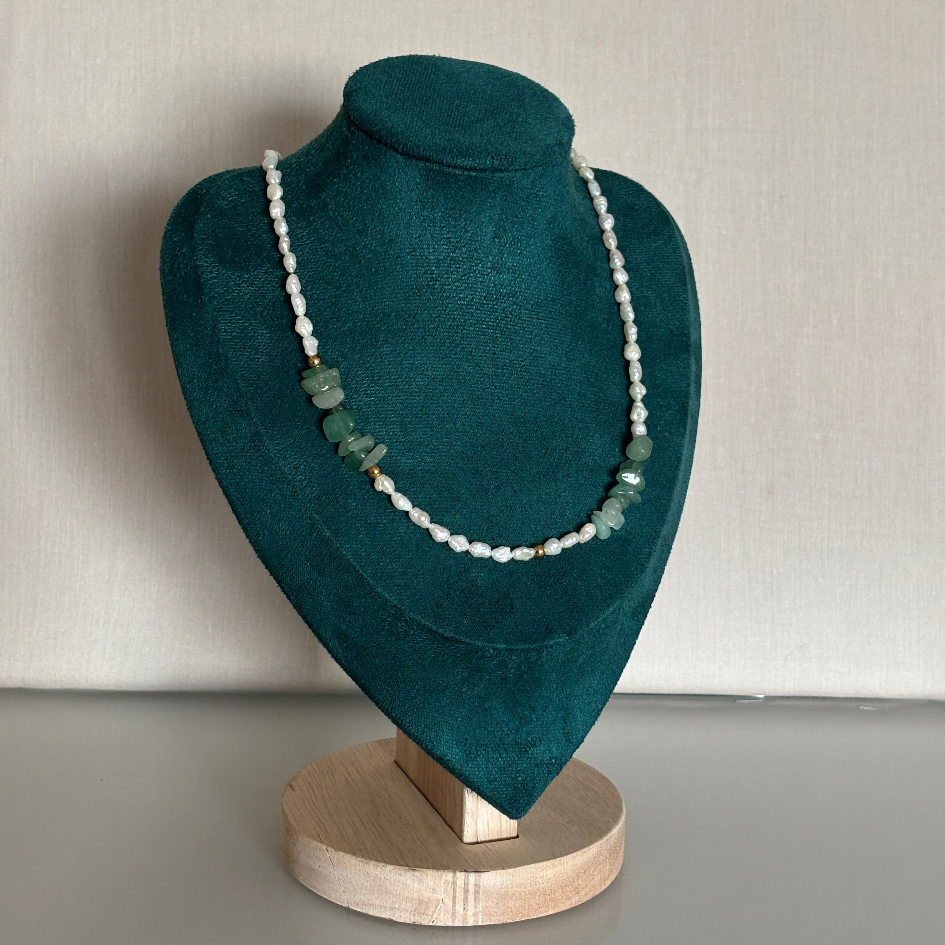 collier Sintra perles de culture et aventurine bijou fait main