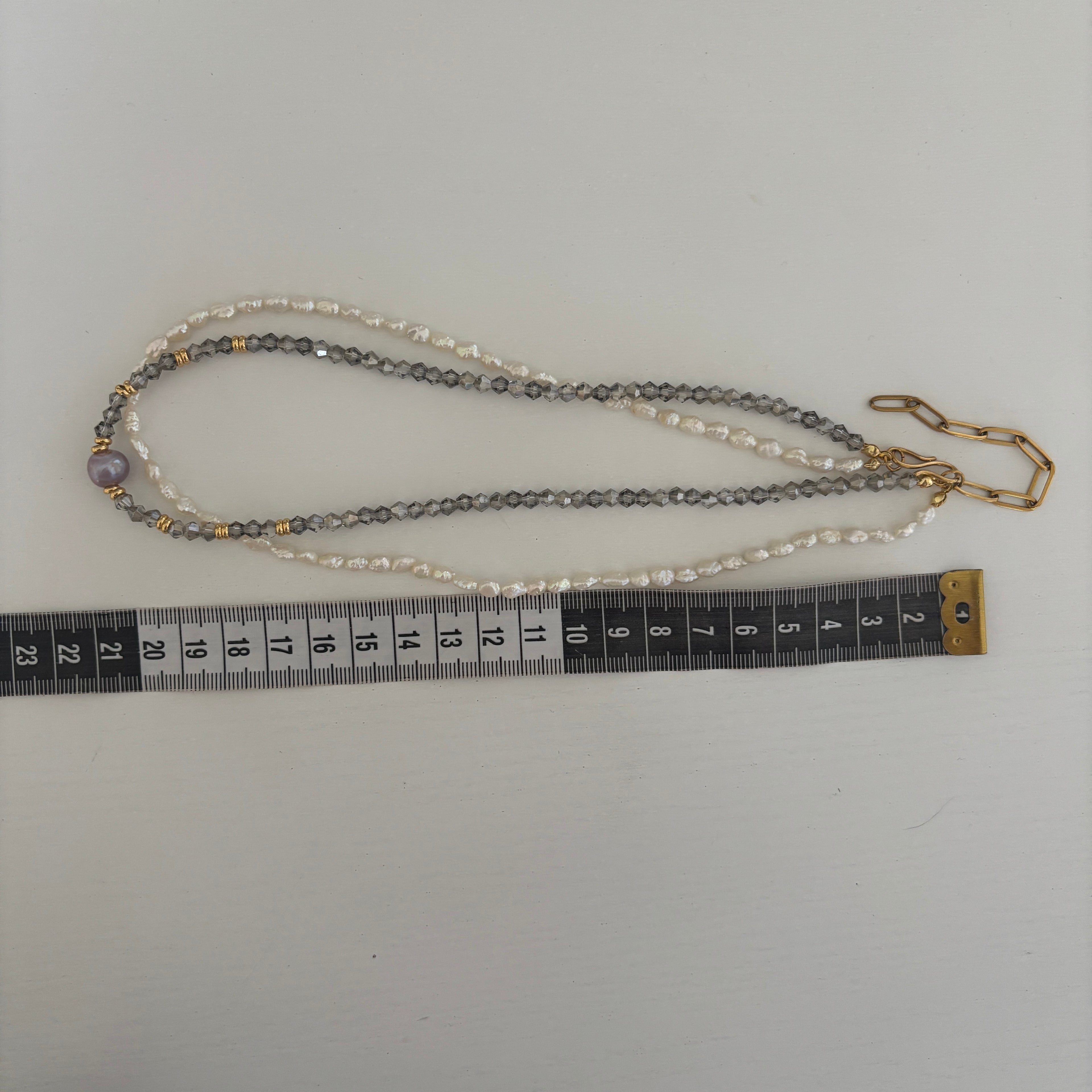 Collier Lecce – Double rang perles blanches et grises