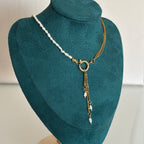 Collier Lisbonne – Perles de culture & acier doré fait main
