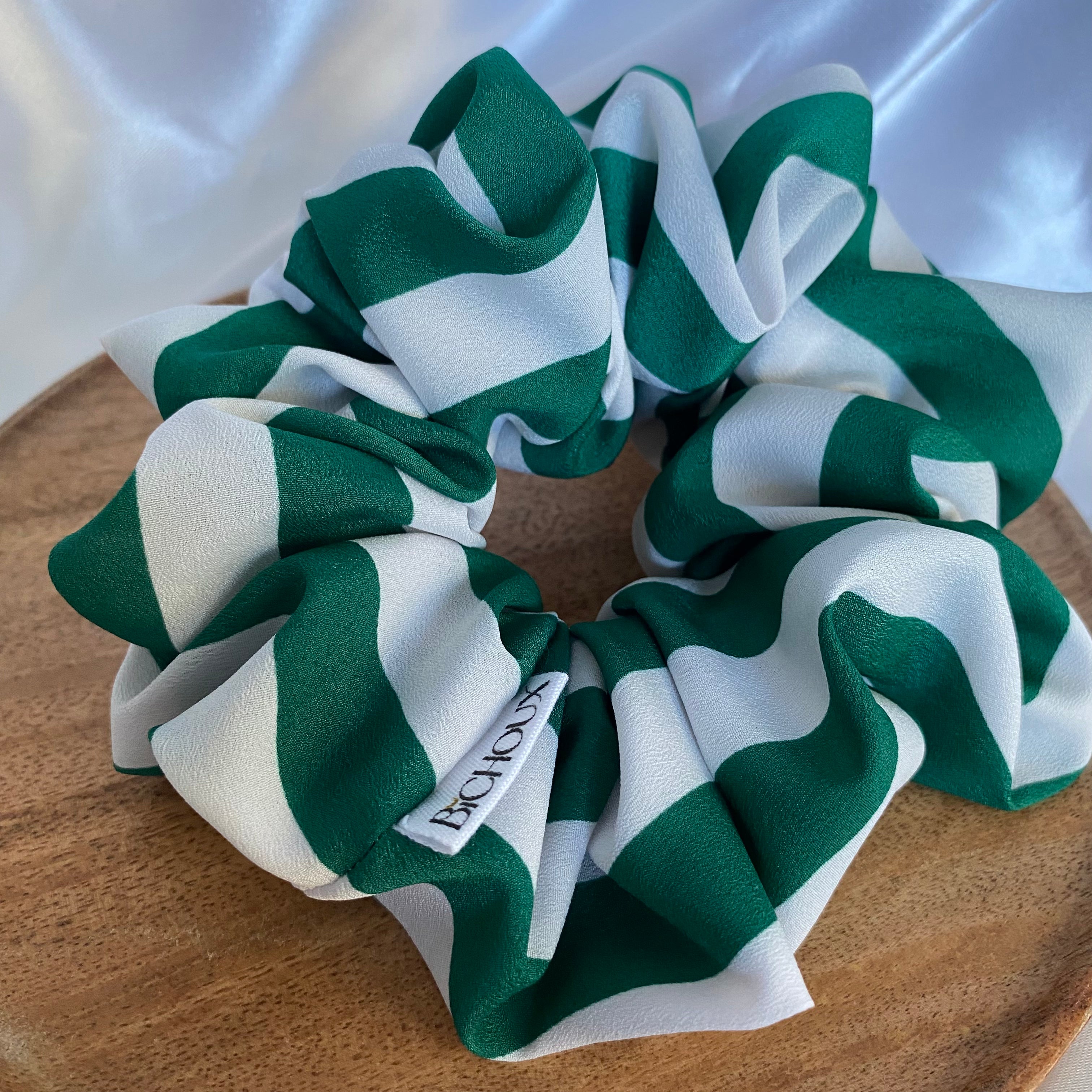 Chouchou rayé vert et blanc - Marisol