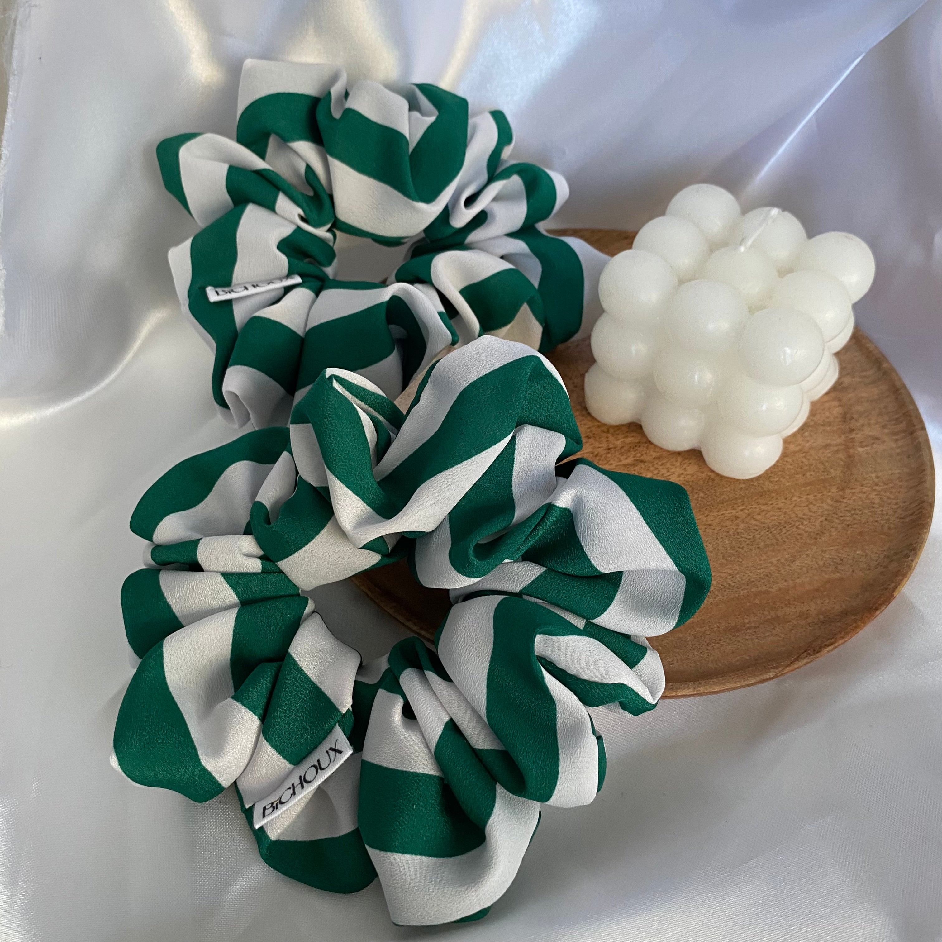 Chouchou rayé vert et blanc - Marisol