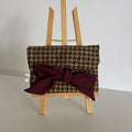 Pochette nouée pied de poule & bordeaux