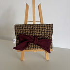 Pochette nouée pied de poule & bordeaux