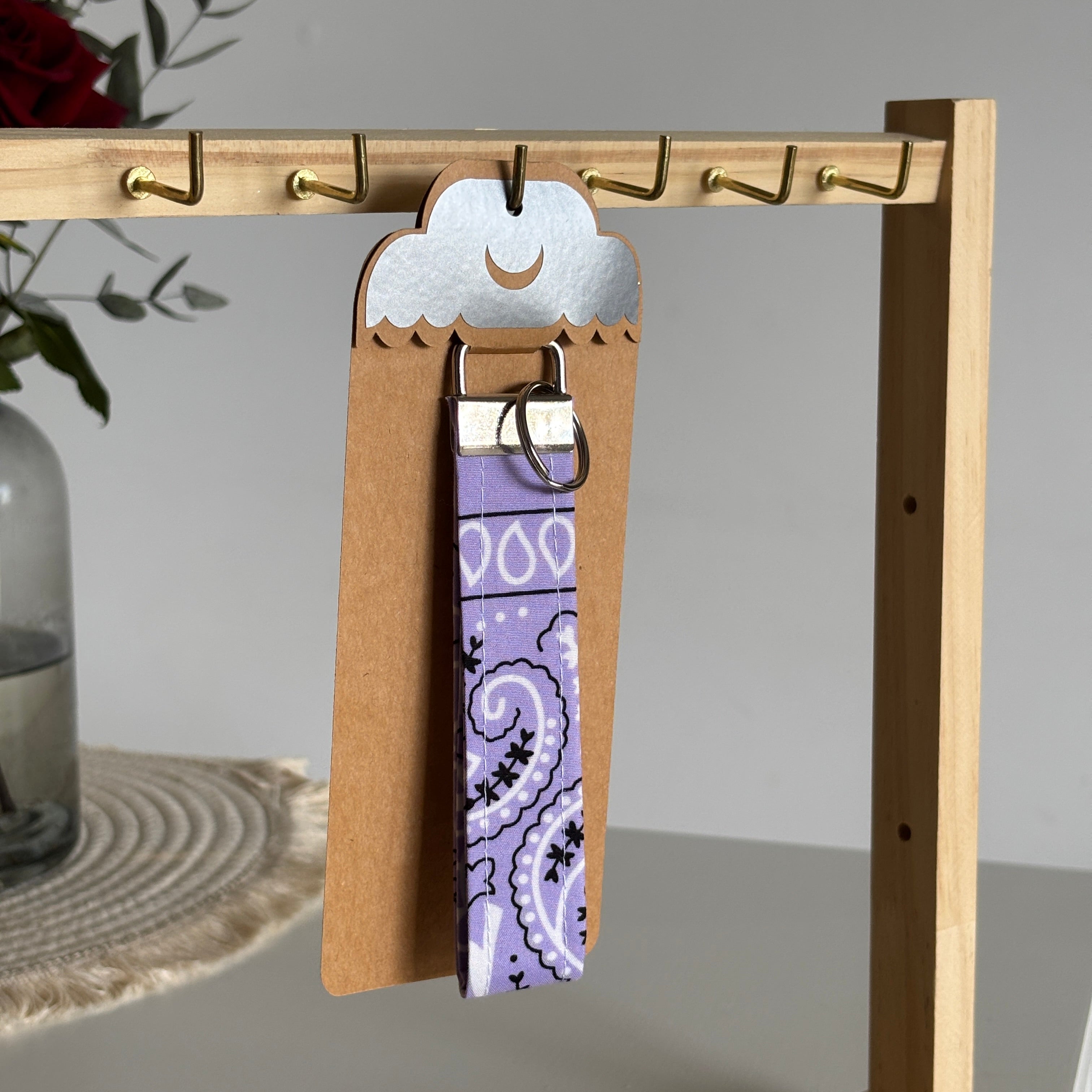 Porte-clés Bandana - Violet avec finitions argentées
