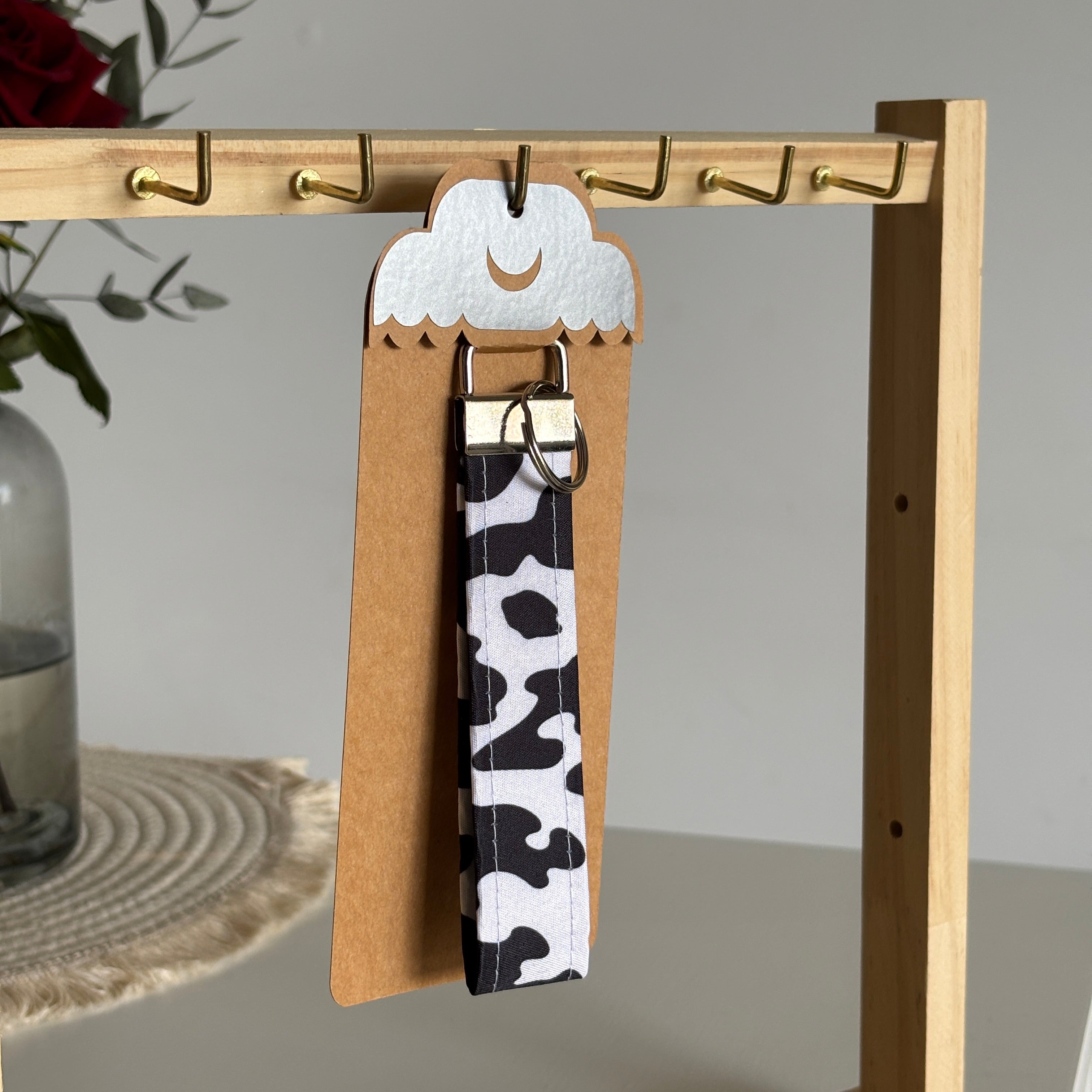 Porte-clés Dakota - Motif vache avec finitions argentées