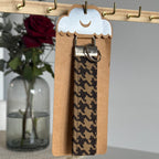 Porte-clés Harlow - Pied de poule marron et paillettes avec finitions argentées