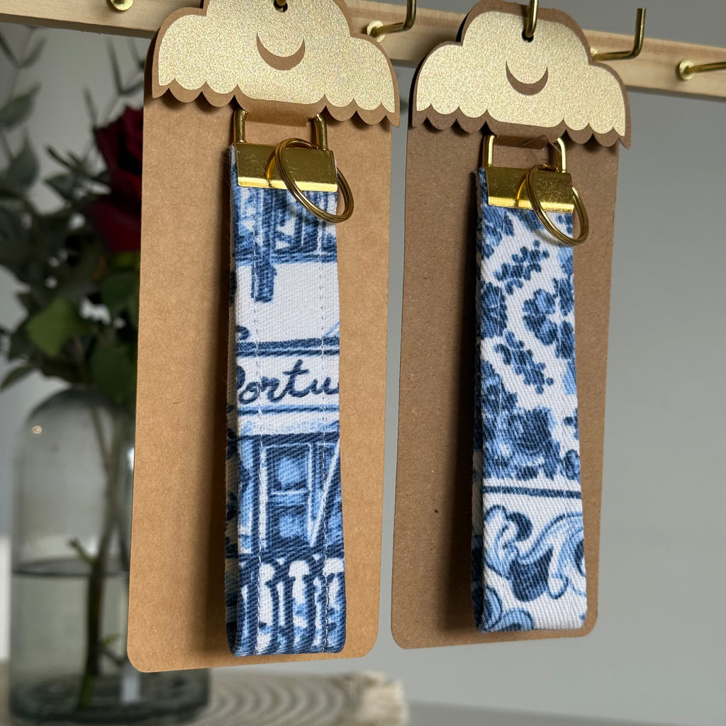 Porte-clés Lisboa - Azulejos bleu et blanc avec finitions dorées