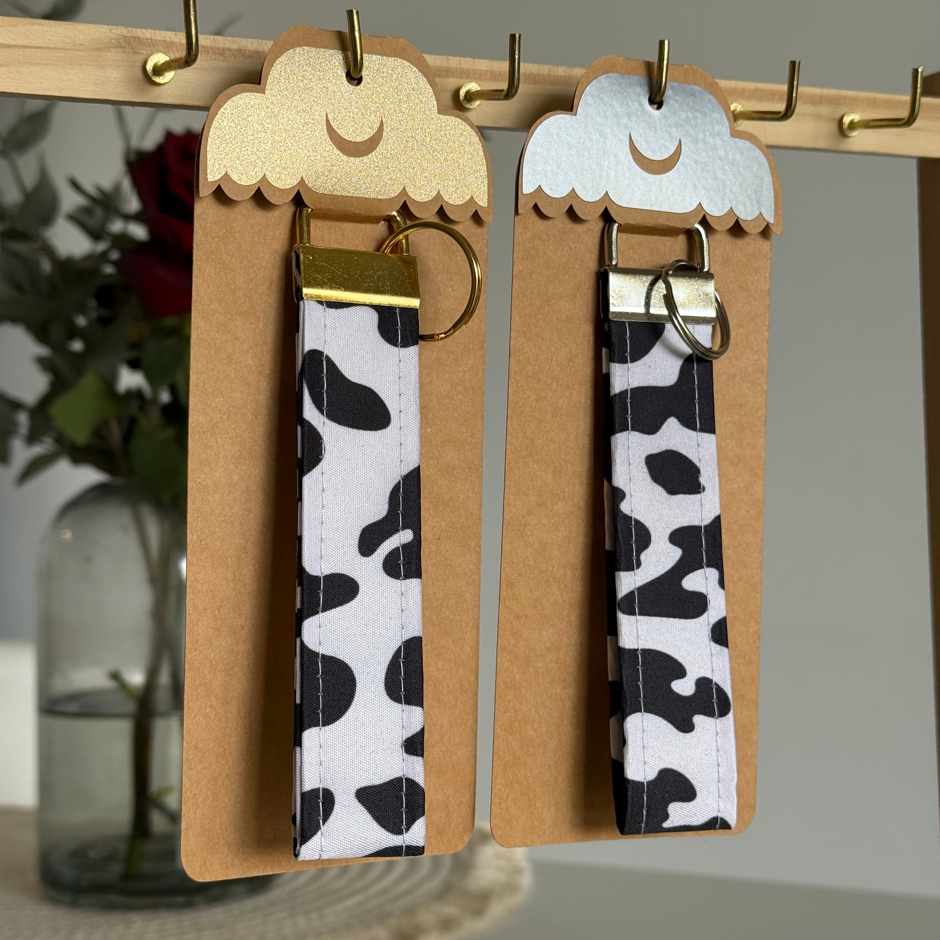 Porte-clés Dakota - Motif vache avec finitions argentées