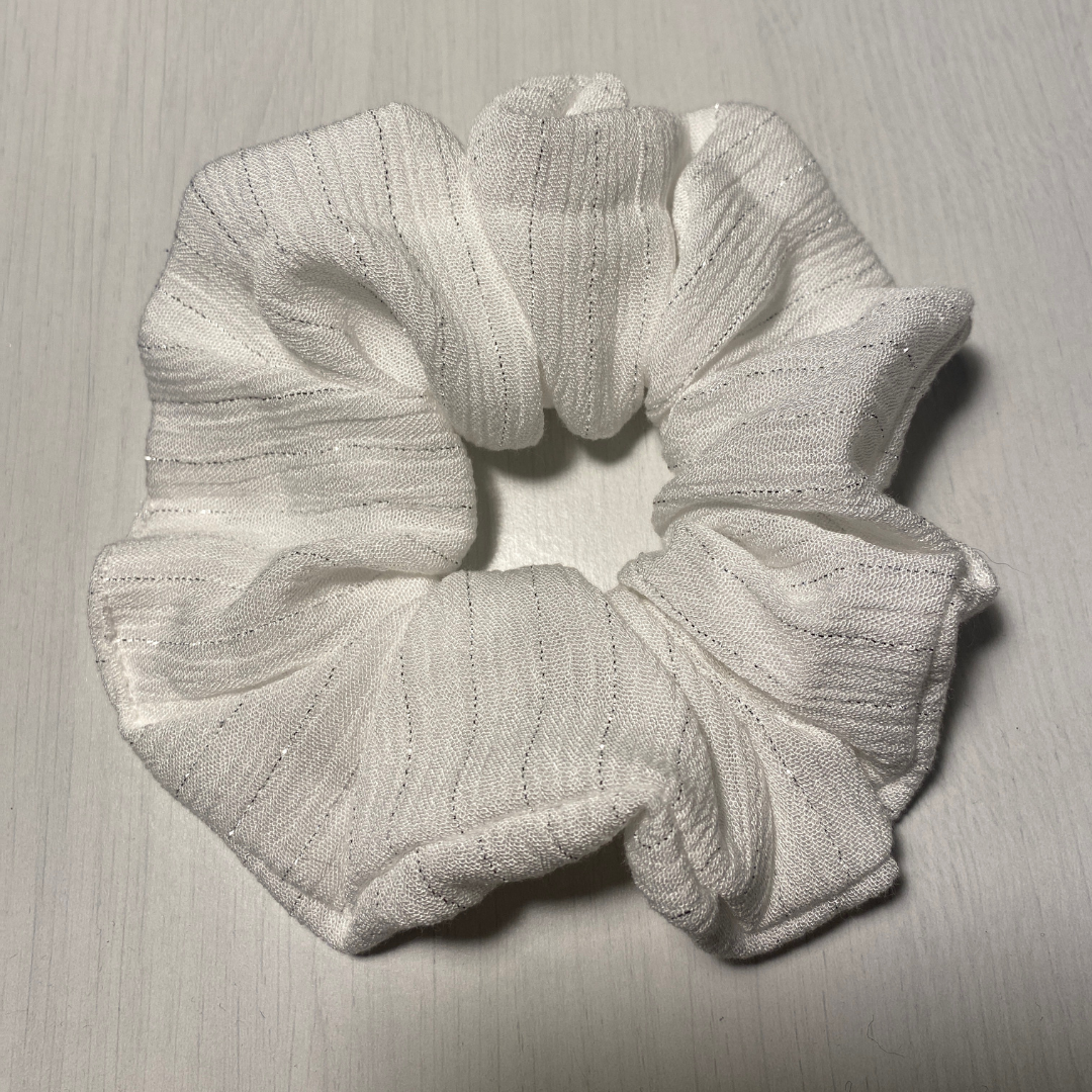 Chouchou blanc & argenté - Luisa Blanc