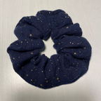 Chouchou en gaze bleu & doré - Lily