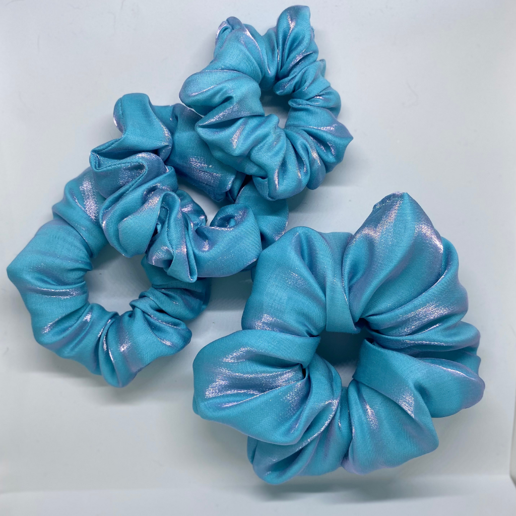 Chouchou en soie bleu glacé - Ariel